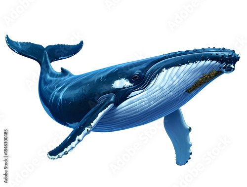 Majestic Humpback Whale Gliding Through Ocean, Isolated on Transparent PNG Background