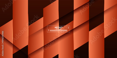 Orange paper cut abstract background with soft colored square arrow pattern combination on dark background. Vector Eps10