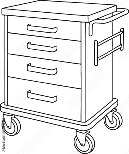 Emergency Crash Cart Drawer Unit Illustration.eps