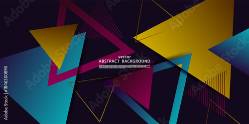 Colorful abstract paper cut triangle pattern background in purple and blue. Simple overlapping triangle design. EPS10 vector.