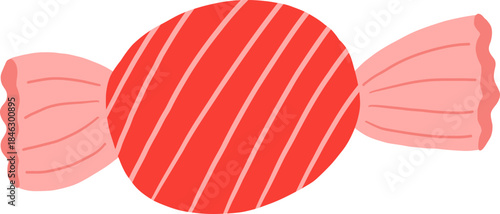 Hand-drawn heart pattern candy wrapper illustration