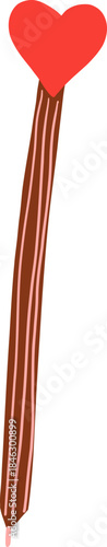 Hand-drawn pen with a red heart-shaped topper illustration