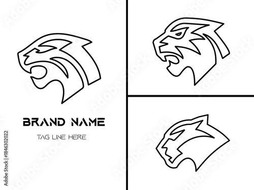 Panther head  drawing logo vector