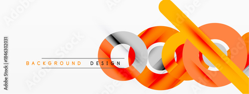 Abstract orange ribbons form dynamic composition. White background features text background design. Modern, sleek visual element.