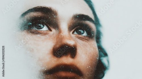 A close-up portrait of a person's face, partially obscured, conveying a sense of introspection and emotional depth.