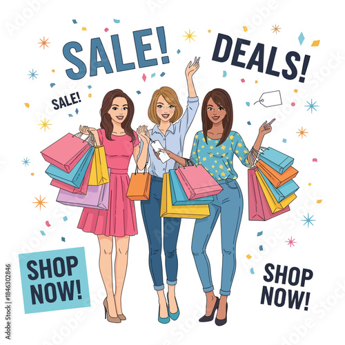happy family with shopping bags and sell offer vector design