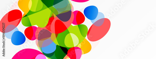 Colorful overlapping circles create abstract composition. Bright hues blend, forming dynamic visual texture. Simple shapes suggest energy, movement.