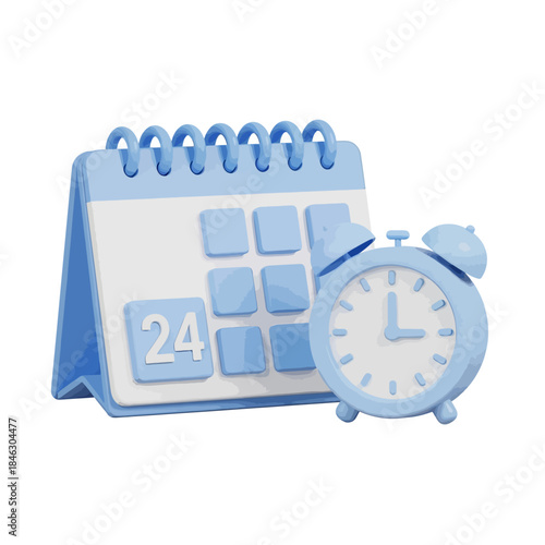 a desktop calendar with blue spiral binding and square date blocks