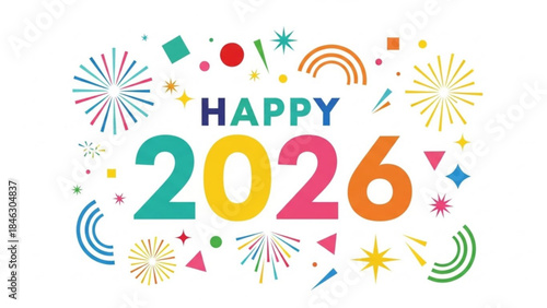Celebratory 2026 Typography: A vibrant graphic design that encapsulates the exuberance and anticipation of the upcoming year, perfect for welcoming in new beginnings and sharing celebratory messages.