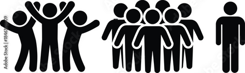 A pictogram illustration showing different social groups and individual isolation