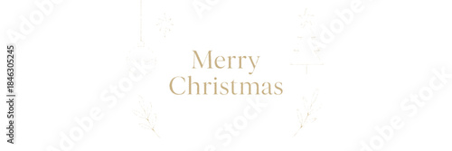 Elegant and minimalist merry christmas greeting with golden text on a pure white background