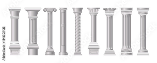 pillar icons set cartoon style