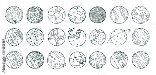 Planets Illustrations in Art Ink Style