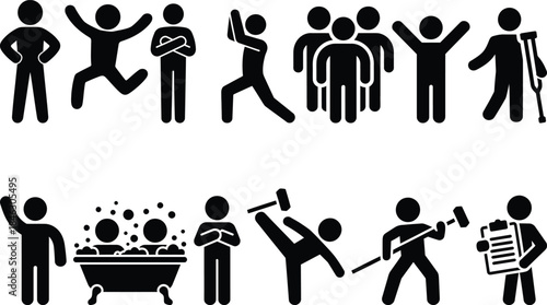 Collection of human pictograms representing various actions, emotions, and daily activities
