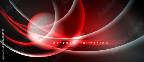 Abstract red curves over black background. Dynamic lines create modern design, glowing effect adds visual interest. Simple text reads background design.
