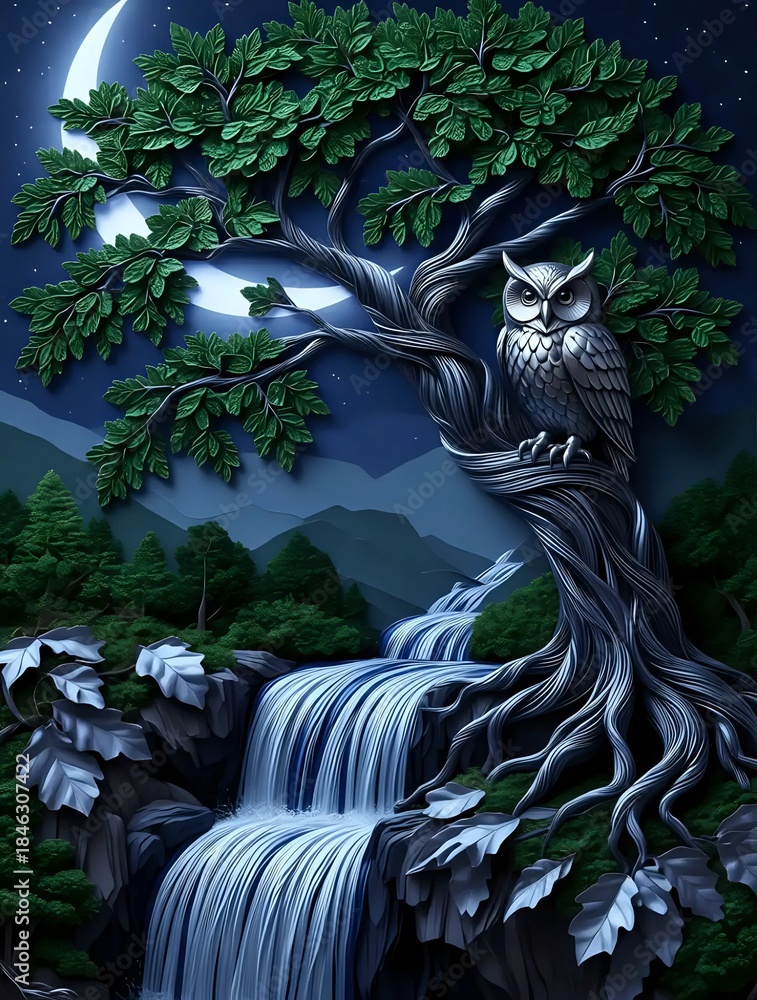 Fototapeta premium An Owl sitting on a tree