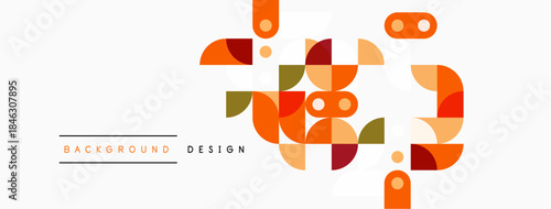 Abstract geometric shapes, warm colors dominate design. Minimalist style, modern aesthetic, suitable background element.