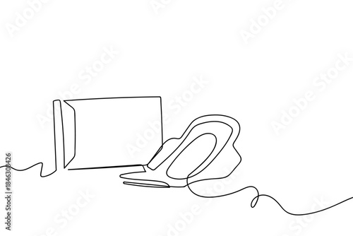 One continuous line: sanitary pad and sanitary pad pouch. Single line draw design vector graphic illustration Editable stroke.