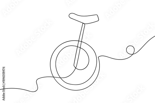 A continuous line of wire for a unicycle used for acrobatic performances. Single line draw design vector graphic illustration Editable stroke.