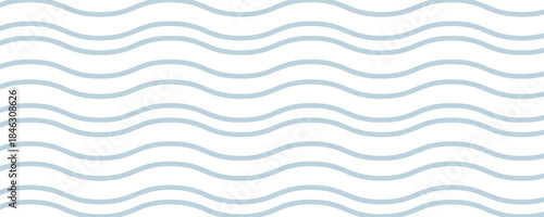 Seamless Wave Pattern, Hand drawn water sea vector background. Wavy beach print, curly grunge paint lines, watercolor stripes