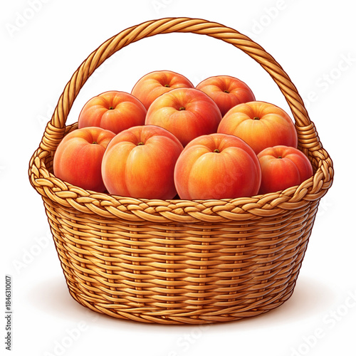 Vector Illustration of Peach Fruits Basket
