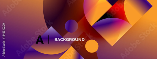 Abstract vibrant background. Overlapping circles create dynamic gradient effect. Text reads AI BACKGROUND. Modern design elements present.