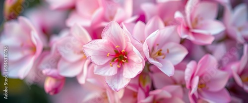 Swirling pastel blossoms, blurred petals, soft focus, artistic paint strokes,  blurry,  close-up