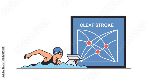 Swimmer analyzes stroke technique using real time data display for peak athletic performance improvement