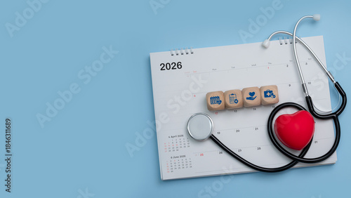Quadro em tela Medical, health care calendar, reminder, schedule or appointment in 2026 concept