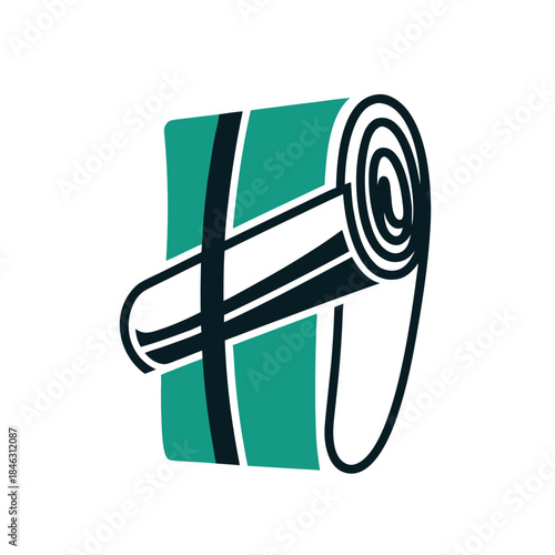 Rolled Yoga Mat or Sleeping Bag Vector Icon