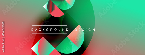 Abstract vibrant design features overlapping colorful circles. Gradient transitions create dynamic visual effect. Text reads background design.