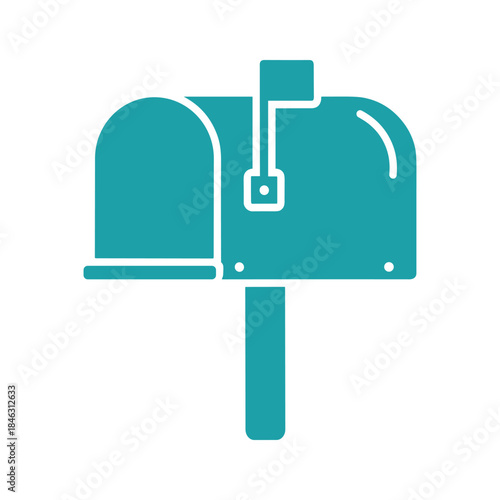 Teal mailbox icon on white background