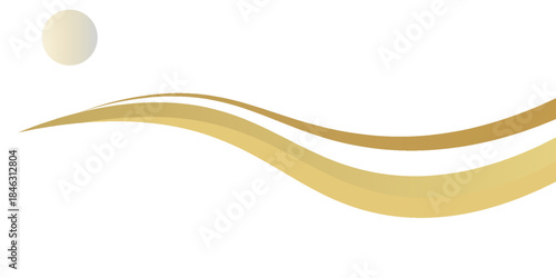 Elegant Gold Wave Design With Circular Accent For Luxury Brand And Abstract Banner Background