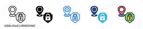 Secure Area Icon Set Multiple Style Collection