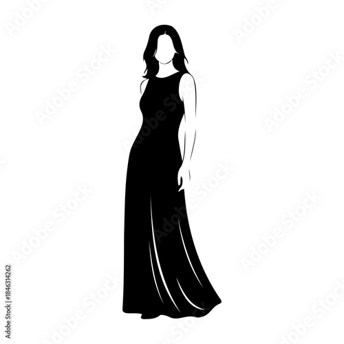 Woman Silhouette Wearing Long Sleeveless Maxi Dress