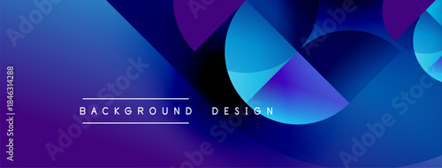 Abstract background features vibrant blue, purple gradients. Overlapping shapes create dynamic visual effect. Text reads background design.
