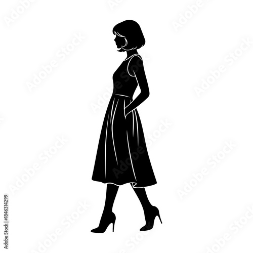 Cuadro en lienzo Casual Female Silhouette Summer Dress Pocket Pose