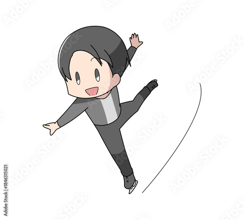 フィギュアスケートで演技をする男性のイラスト
