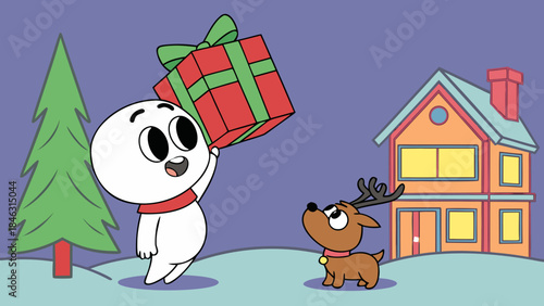 dog and cute Christmas ghost