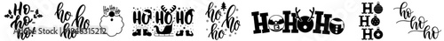 Ho Ho Ho Christmas Lettering Set with Santa Typography — Festive Holiday Text Phrases, Handwritten Script and Decorative Ho Ho Ho Quotes with Snowflakes, Ornaments and Winter Elements