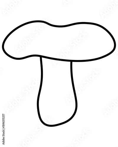 Russula wild edible mushroom outline, element growing in forest for coloring page