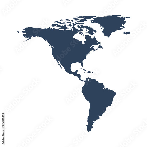Dark blue world map on with continents outlined vector illustration