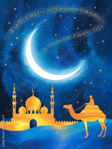 Night journey of the desert traveler