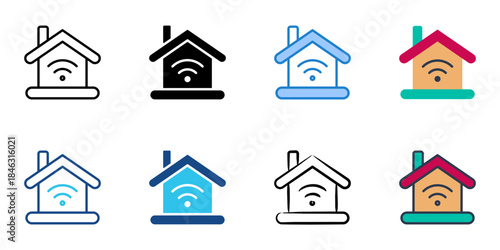Smart home icons set multiple style vector collection. 
