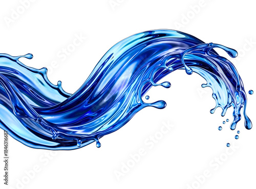 Wallpaper Mural A vibrant blue liquid wave splashes dynamically against a stark black background. isolated on transparent background Torontodigital.ca