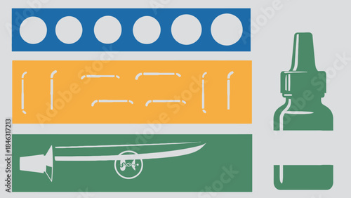 Herbal and Traditional Medicine Flat Vector Set with Four Aligned Panels