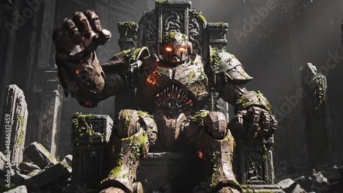 Ancient Golem Awakens in Mystical Ruins.