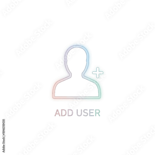 Create New User Profile Icon with Plus Sign and Add User Text