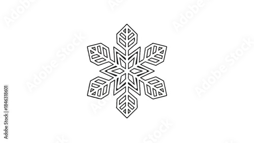 Minimalist Vector Illustration of a Six-Pointed Ice Crystal Design for Winter Seasonal Decor