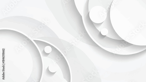 Elegant White Circular Overlapping Abstract Design with Subtle Shadows and Highlights